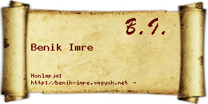 Benik Imre névjegykártya